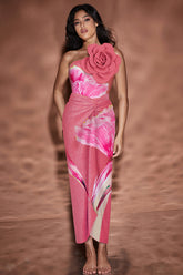 3D Flower One Shoulder Swimsuit & Skirt Set | Dress In Beauty